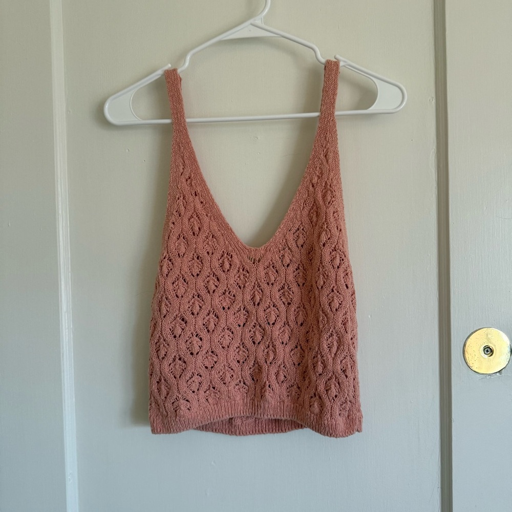 Zara Coral Knit Sleeveless Top
